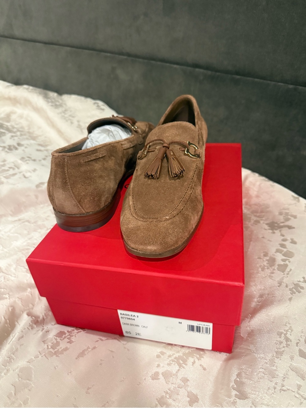 Salvatore Ferragamo Brown Suede Tassel Bit Loafers brand new